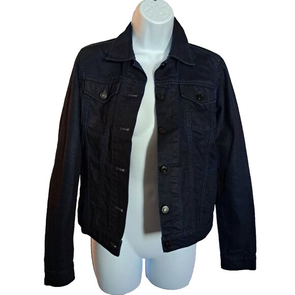GAP 1969 DENIM jeans jacket Sz XS SIDE POCKETS DARK BLUE made INDIA A REAL GEM - Picture 1 of 9